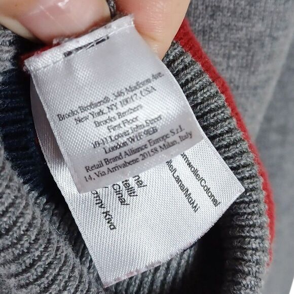 Brooks Brothers Preppy Sweater Mens L Argyle Gray Red Navy V Neck Cotton Wool - Picture 9 of 9